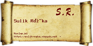 Sulik Réka névjegykártya